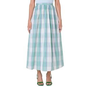 Akris Punto Check Print Midi Skirt Sz 4